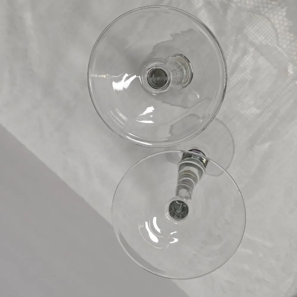 Vintage 90s Block Carnival Crystal Candlestick Holder Set Of 2 Poland 12